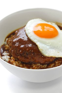 loco moco , hawaii pirinç kase çanak