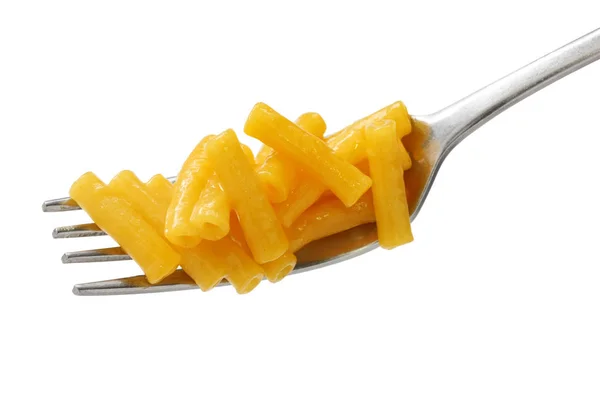 Macaroni Cheese Fork Isolated White Background — Stock Photo, Image