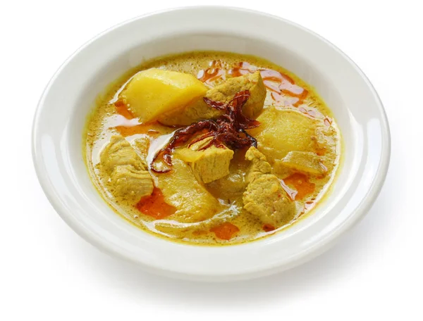 Hemlagad Thailändsk Gul Curry Isolerad Vit Bakgrund — Stockfoto