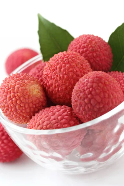 Litchi Freschi Isolati Sfondo Bianco — Foto Stock