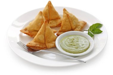 taze nane daldırma soslu keema samosa , hint gıda