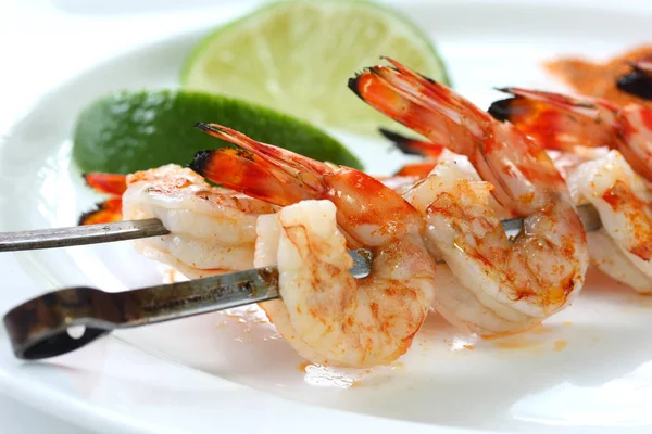 Prawn Skewers Barbecued Prawns — Stock Photo, Image