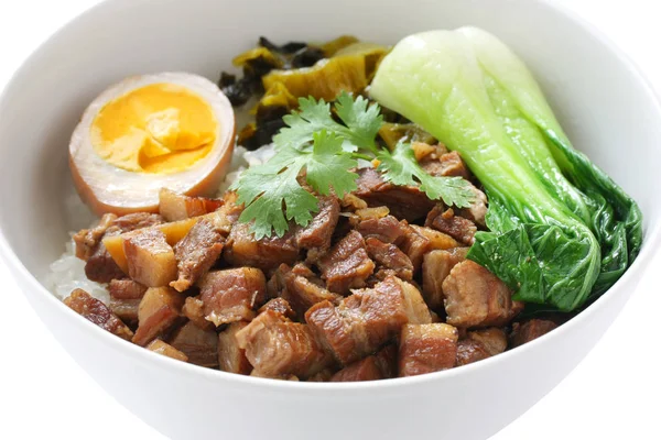 Rou Fan Homemade Braised Pork Rice Taiwanese Cuisine Isolated White — Stock Photo, Image