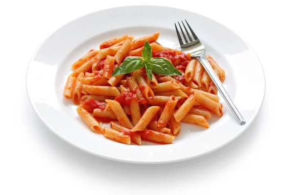 Penne All Arrabbiata Plat Pâtes Italiennes Isolé Sur Fond Blanc — Photo