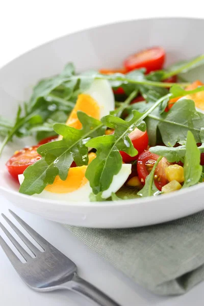 Insalata Rucola Sana Con Pomodori Uova — Foto Stock