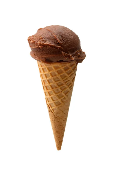 Chocolate Ice Cream Cone Isolated White Background Stock Photo