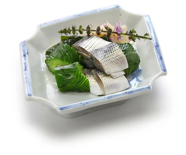 Kohada Sunomono Piatto Aceto Sardine Maculato Cucina Giapponese Sunomono Una — Foto Stock