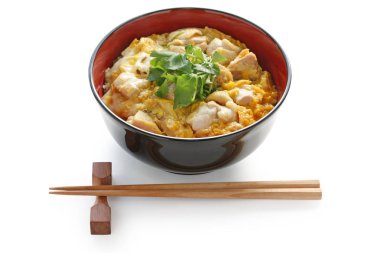 oyakodon , tavuk ve yumurta ile pirinç bir kase , Japon çanak