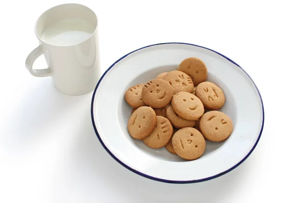 Homemade Face Cookies Milk — Stock Photo, Image