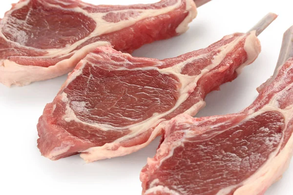 Raw Fresh Lamb Chops White Background — Stock Photo, Image