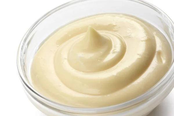 Homemade Mayonnaise White Background — Stock Photo, Image