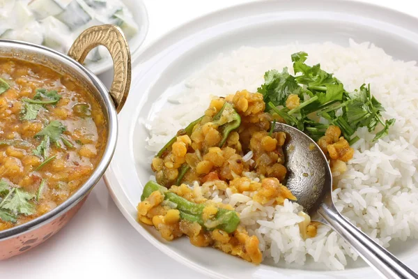 Tarka Dal Lentejas Rojas Curry Cocina India — Foto de Stock