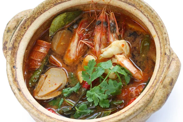 Tom Yam Kung Ταϊλανδέζικη Κουζίνα Καυτή Και Ξινή Σούπα Γαρίδας — Φωτογραφία Αρχείου