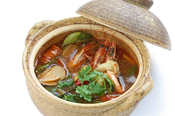 Tom Yam Kung Ταϊλανδέζικη Κουζίνα Καυτή Και Ξινή Σούπα Γαρίδας — Φωτογραφία Αρχείου
