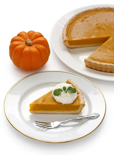 Homemade Pumpkin Pie Isolated White Background — Stock Photo, Image