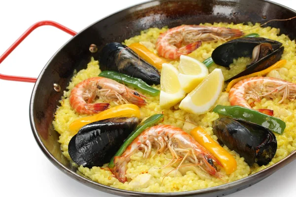 Paella Rizsétel Spanyol Étel — Stock Fotó