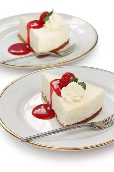 Zelfgemaakte Bake Cheesecake Met Frambozen — Stockfoto