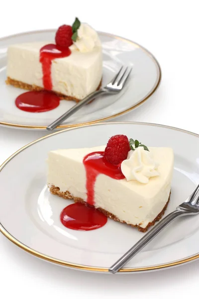 Zelfgemaakte Bake Cheesecake Met Frambozen — Stockfoto