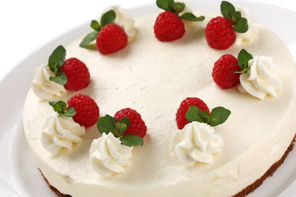 Homemade Bake Cheesecake Raspberries — Stock Photo, Image