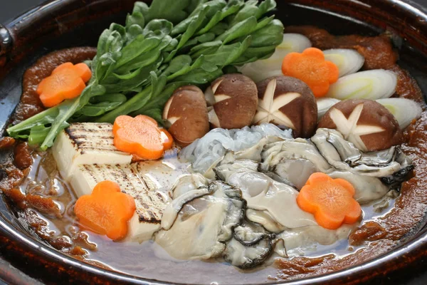 日本牡蛎火锅 Kaki Dote Nabe 仙台特产 — 图库照片
