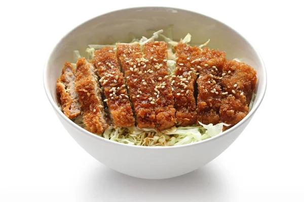 ソースカツ丼 豚カツの揚げ物ととんかつソースのご飯 日本の郷土料理 — ストック写真