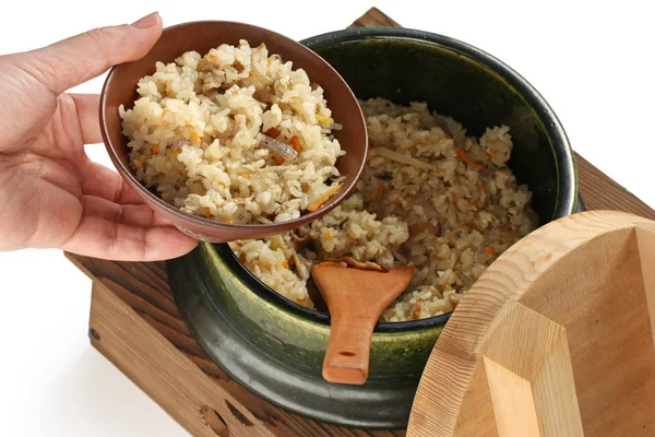 Takikomi Gohan Gomoku Gohan Japanisches Gemischtes Reisgericht — Stockfoto
