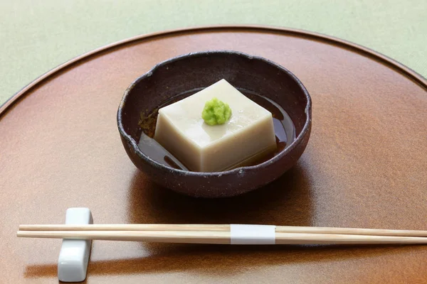 Homemade Sesame Tofu Gomma Dofu Japanese Traditional Vegan Cuisine Goma — Stock Photo, Image