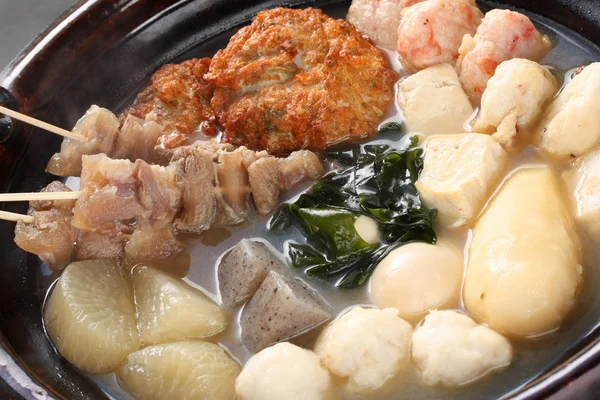 Oden Egy Népszerű Japán Forró Pot Amely Magában Foglalja Daikon — Stock Fotó