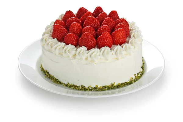 Homemade Strawberry Sponge Cake — Stock Photo, Image