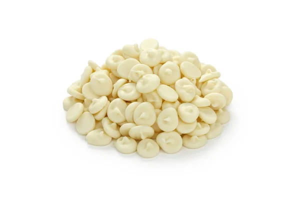 White Chocolate Chips Isolated White Background — 스톡 사진
