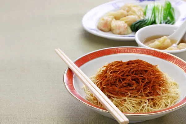 Zelfgemaakte Gedroogde Garnalen Kuit Noedels Chinese Macau Keuken Mien — Stockfoto