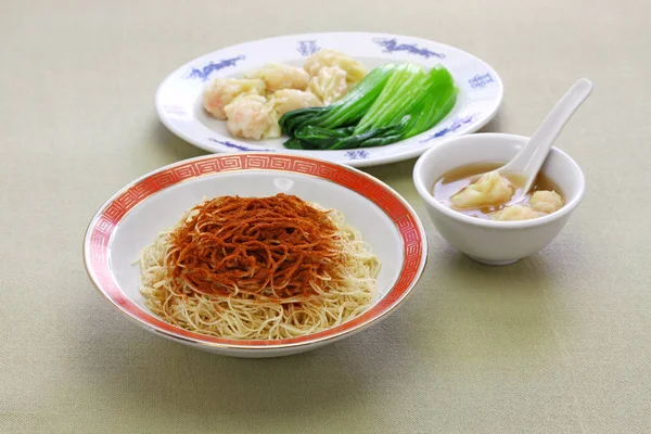 Homemade Dried Shrimp Roe Noodles Chinese Macau Cuisine Mien — Stock Photo, Image