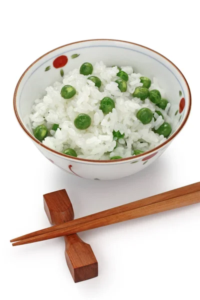 Zielony Groszek Ryż Japoński Żywności — Zdjęcie stockowe