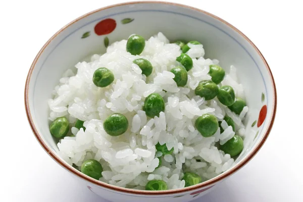 Ervilhas Verdes Arroz Comida Japonesa — Fotografia de Stock