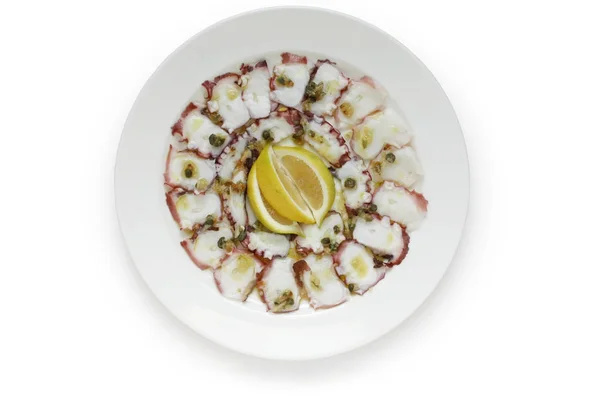 Octopus Carpaccio Isolado Sobre Fundo Branco — Fotografia de Stock