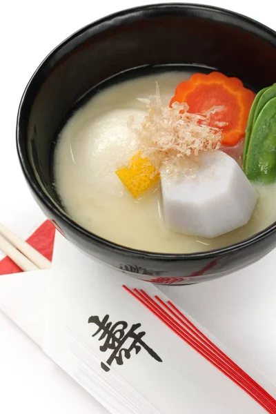 Shiromiso Zouni Style Kyoto Bol Soupe Miso Blanc Avec Gâteau — Photo