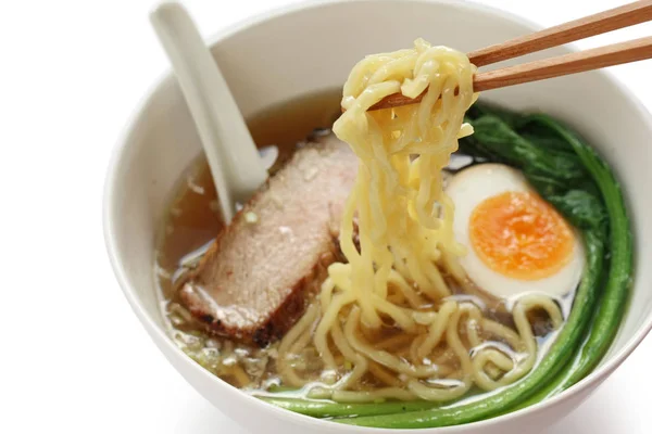 Japonês Shio Ramen Sal Gosto Macarrão Sopa Clara — Fotografia de Stock