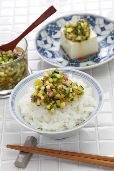Japon Vegan Mutfağı Dashi Pirinç Veya Tofu Üzerine Konur Japon — Stok fotoğraf