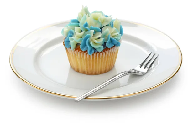 自家製青い花のカップケーキ — ストック写真