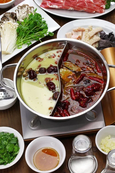 Chongqing Yin Yang Hot Pot Chinese Cuisine — Stock Photo, Image