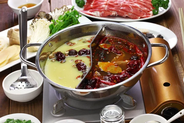 Chongqing Yin Yang Hot Pot Chinese Cuisine — Stock Photo, Image