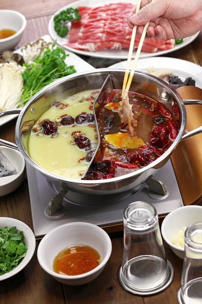 Chongqing Yin Yang Hot Pot Chinese Cuisine — Stock Photo, Image