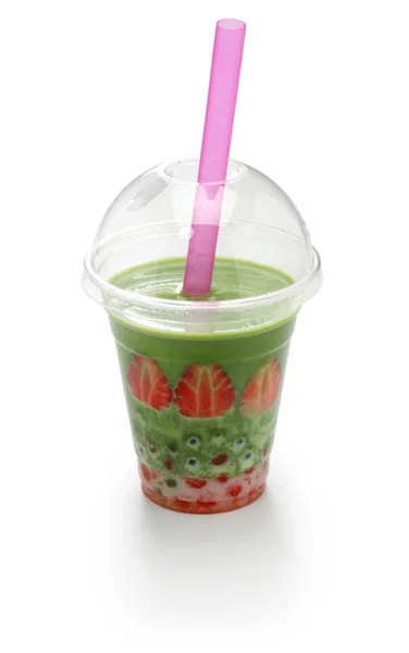 Homemade Tapioca Drink Matcha Strawberry Milk — Stock Photo, Image