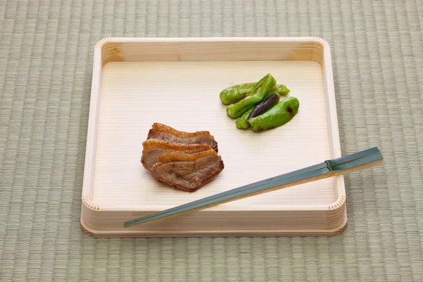 Hassun Surtidos Bocadillos Para Cocina Japonesa Ceremonia Del Tatami Estera —  Fotos de Stock