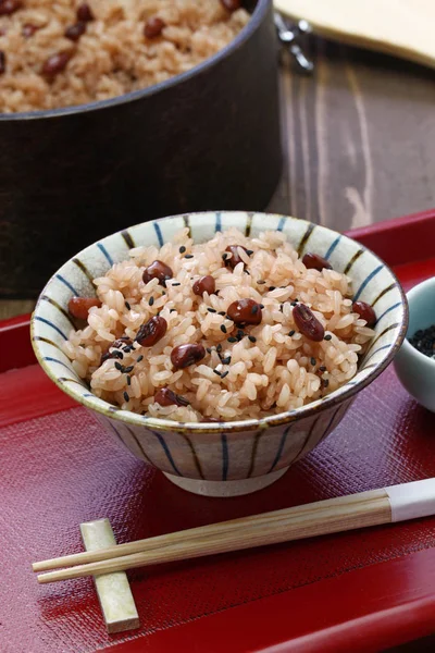Sekihan Gestoomde Plakkerige Rijst Met Rode Bonen Japans Eten — Stockfoto
