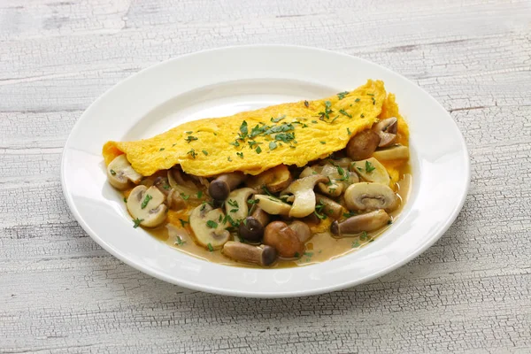 Fresh Homemade Mushroom Omelette — Stock Photo, Image