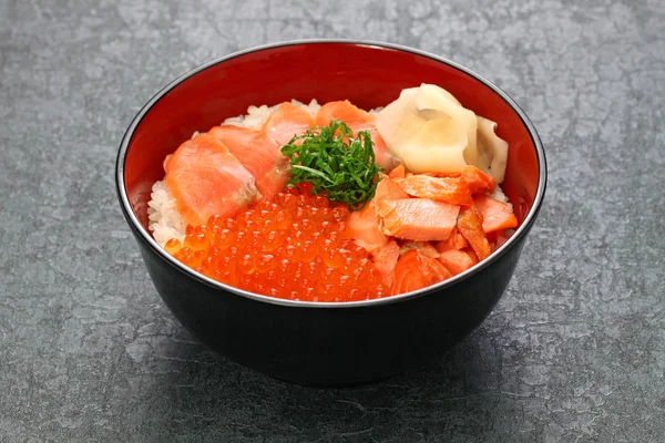 Rice Bowl Topped Salmon Salmon Roe Japanese Food — Stock Photo, Image