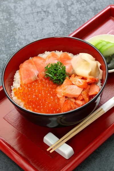 Rice Bowl Topped Salmon Salmon Roe Japanese Food — Stock Photo, Image