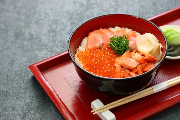 Rice Bowl Topped Salmon Salmon Roe Japanese Food — Stock Photo, Image