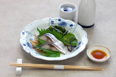 Simesaba, Japon tuzlu ve sirkeli uskumru sashimi.